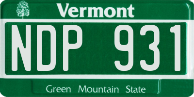 VT license plate NDP931