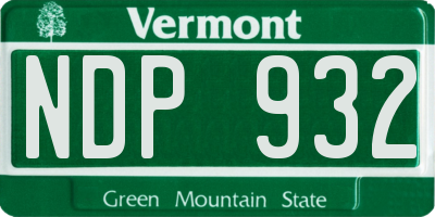 VT license plate NDP932