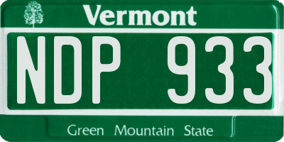 VT license plate NDP933