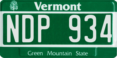 VT license plate NDP934
