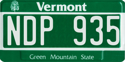VT license plate NDP935