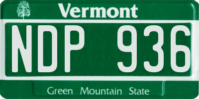 VT license plate NDP936