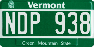 VT license plate NDP938