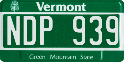 VT license plate NDP939