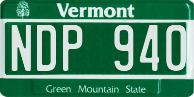 VT license plate NDP940