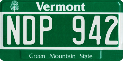 VT license plate NDP942