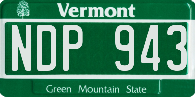 VT license plate NDP943