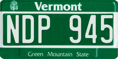 VT license plate NDP945