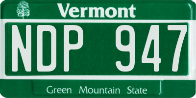 VT license plate NDP947
