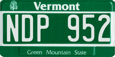 VT license plate NDP952