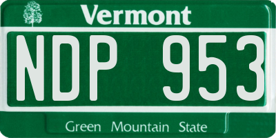 VT license plate NDP953