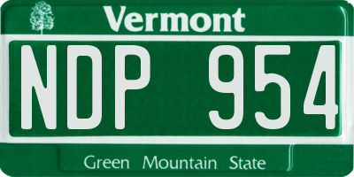 VT license plate NDP954