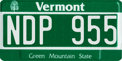 VT license plate NDP955