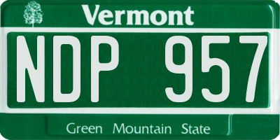 VT license plate NDP957