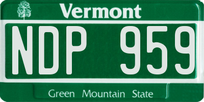 VT license plate NDP959
