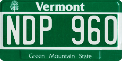 VT license plate NDP960