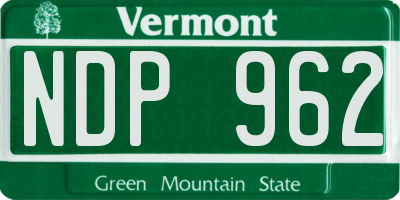 VT license plate NDP962