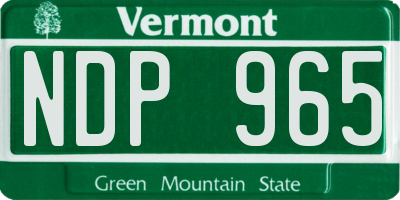 VT license plate NDP965