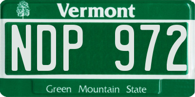 VT license plate NDP972