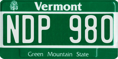 VT license plate NDP980