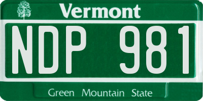 VT license plate NDP981