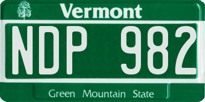 VT license plate NDP982