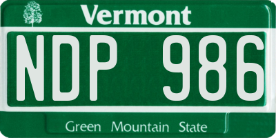 VT license plate NDP986