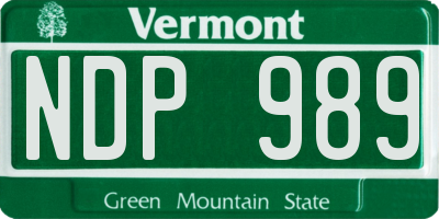 VT license plate NDP989