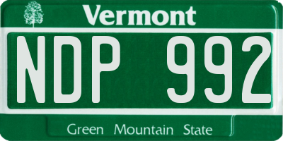 VT license plate NDP992