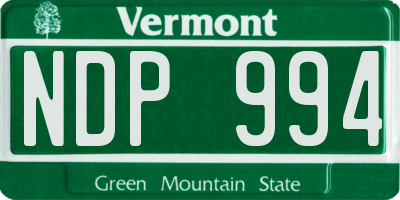 VT license plate NDP994