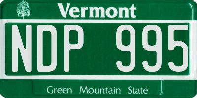 VT license plate NDP995