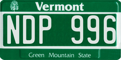 VT license plate NDP996