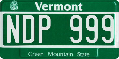 VT license plate NDP999