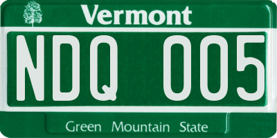 VT license plate NDQ005