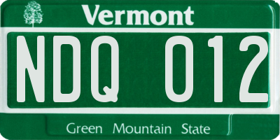 VT license plate NDQ012
