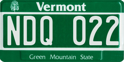 VT license plate NDQ022