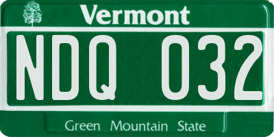 VT license plate NDQ032