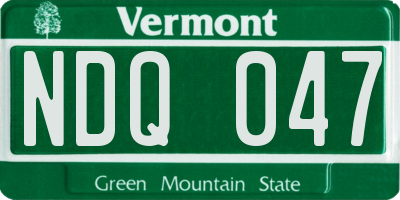 VT license plate NDQ047