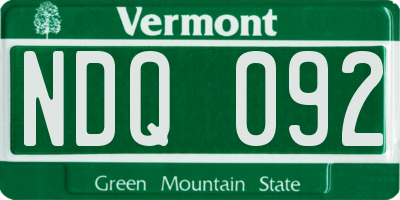 VT license plate NDQ092