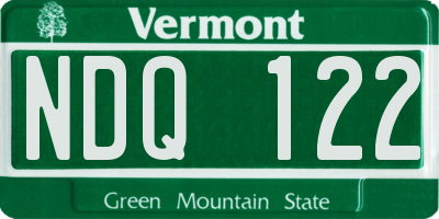 VT license plate NDQ122