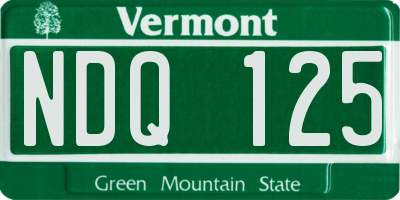 VT license plate NDQ125