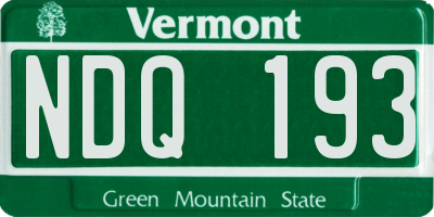 VT license plate NDQ193