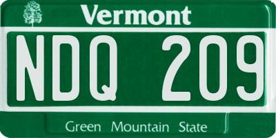 VT license plate NDQ209