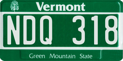 VT license plate NDQ318
