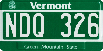 VT license plate NDQ326