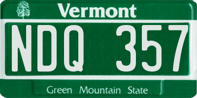 VT license plate NDQ357