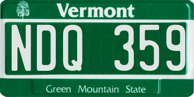 VT license plate NDQ359