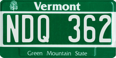 VT license plate NDQ362