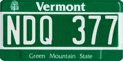 VT license plate NDQ377