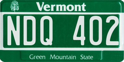 VT license plate NDQ402